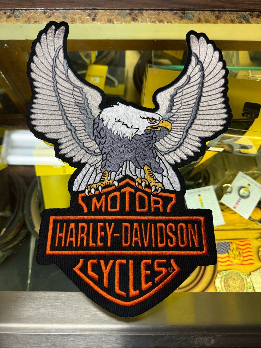 Harley-Davidson Black, Orange & Gray Eagle Shield Patch
